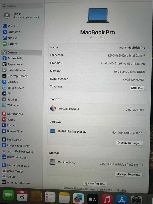 MacBook Pro 15inch-2019