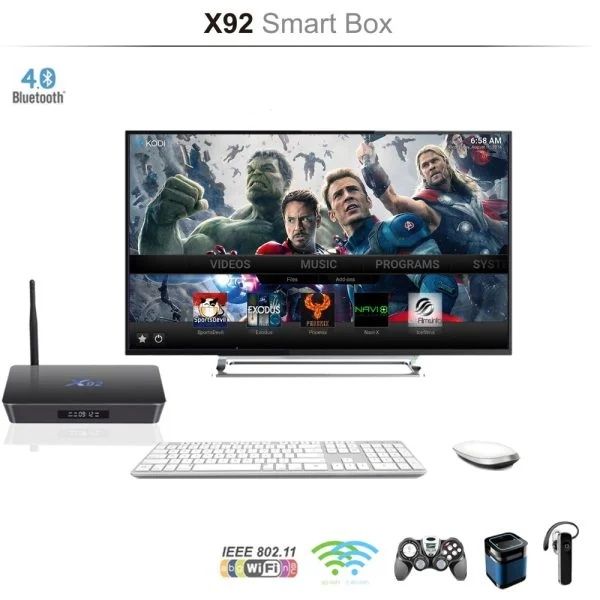 X92 Smart box 3/16 GB proshifka qilingan Android Slimbox atv 9.20