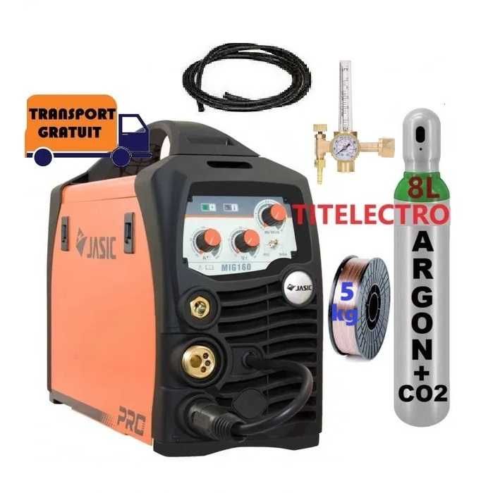 Aparat sudura MIG 160 JASIC + butelie 8L plina corgon + ceas + sarma