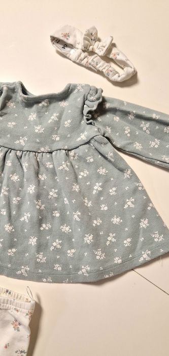 Сет за момиче C&A, размер 62 - рокличка, клин и панделка