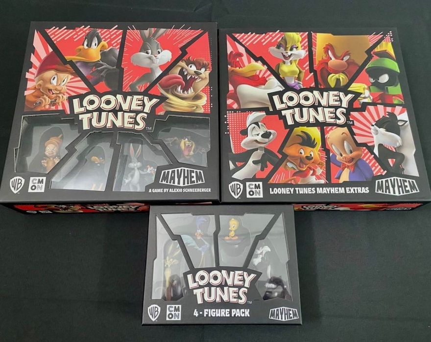 CMON Looney Tunes MAYHEM Base Game, Extras, and 4-Figure Pack, New