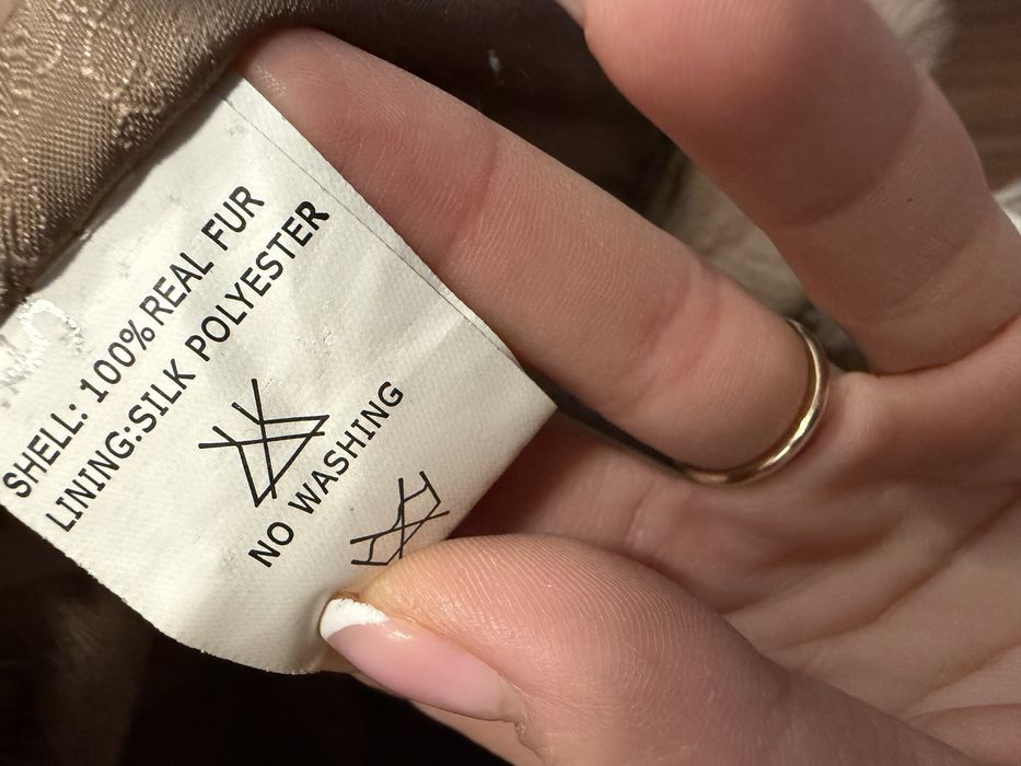 Розово палто естествен косъм