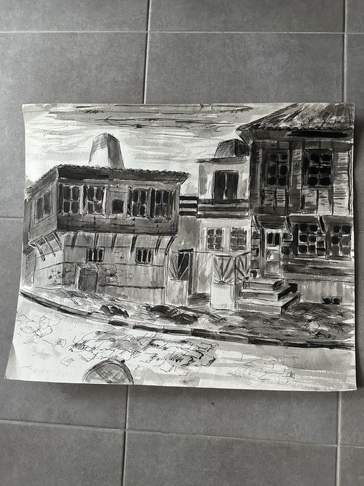 Картина на стара тиха улица 55х45см