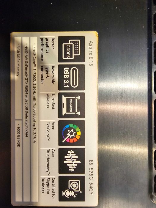defect Acer Aspire E15 E5-575G-54GY Itel i5 gen 7