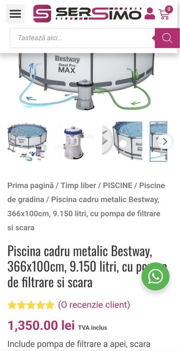 Piscina Bestway 366x100 cm - 9 mc apa