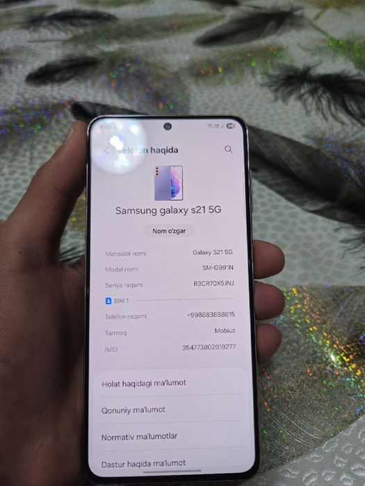 Samsung S21  holatile yahshi telefon ochilmagan usta kurmagan 100%