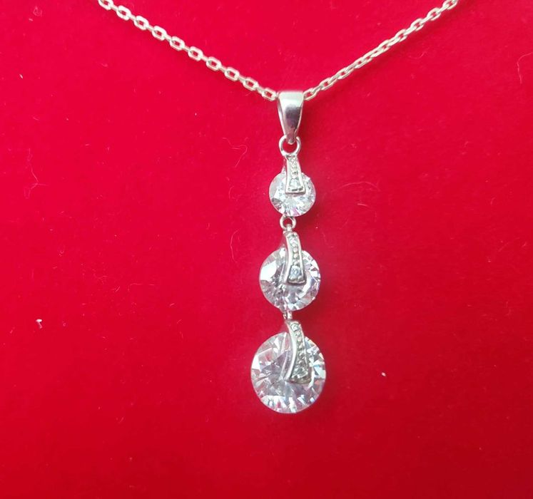 AG77, set argint 925,nou/marcat, zirconiu alb, deosebit, ideal cadou