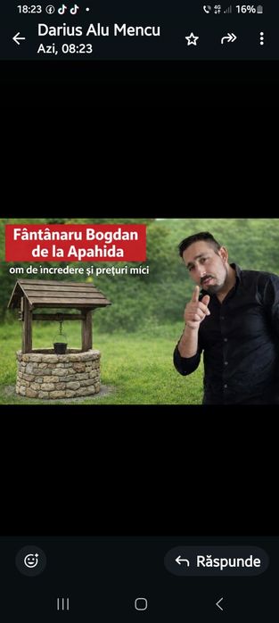 Curățire fantana zalau salaj dej gherla curățim adâncim dezinfectam