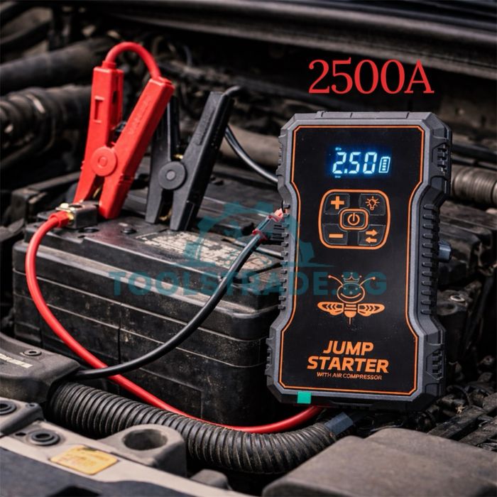 Бустер за аварийно запалване на автомобили 4в1 с вграден компресор