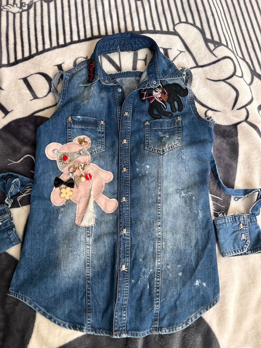 Djofra-дънкова риза с пера