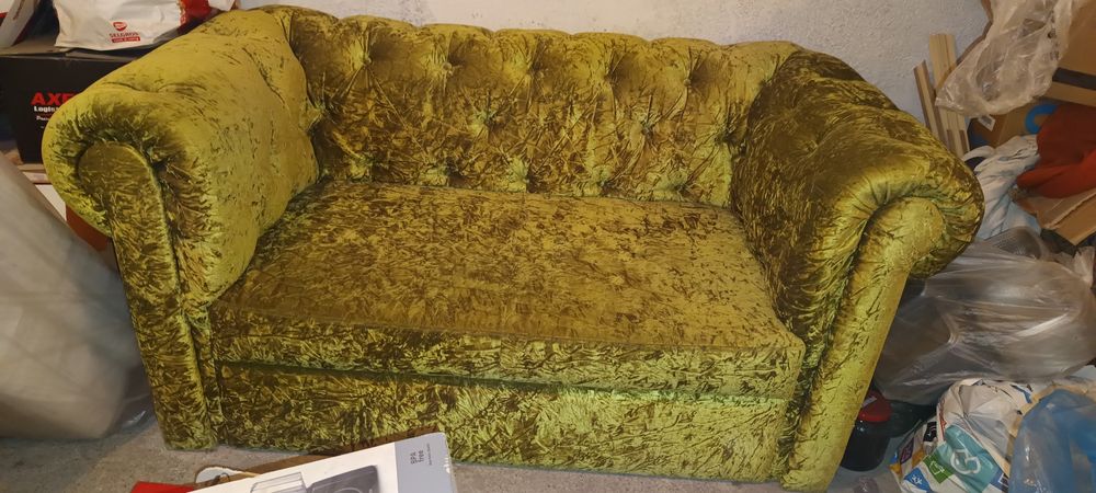Canapea Chesterfield Catifea Verde Oliv / Stil Retro - Vintage