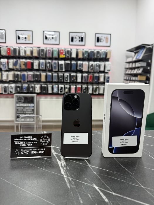 iPhone 16 Pro - Negru - 256Gb - Baterie 100% - 2 Ani Garantie!
