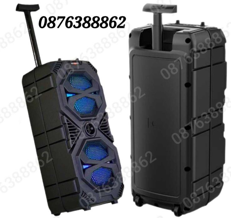 Голяма Караоке Колона Блутут Тонколона 2х8 инча 60см Безжичен Микрофон