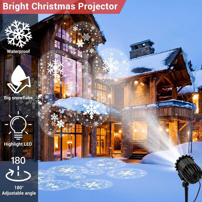 LED проекторни светлини със снежинки