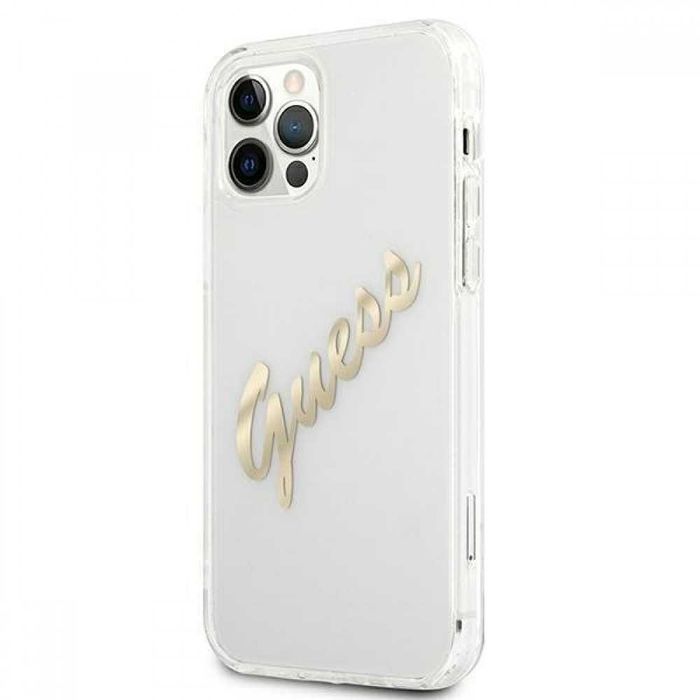 Гръб Guess Transparent Vintage Script за iPhone 12,12 Pro,12 Pro MAX