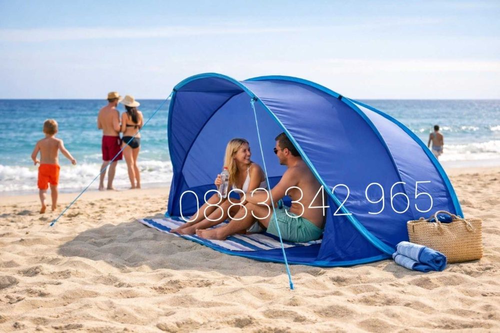 НОВА! Плажна палатка тента саморазгъваща Pop-up 180x125x83см