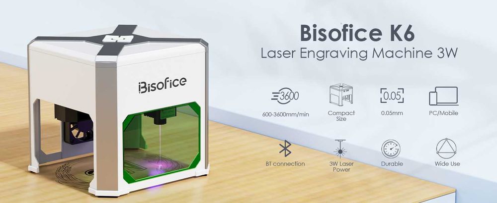 Bisofice K6 Mini 3000mW машина за лазерно гравиране