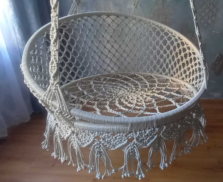 Подвесное кресло-гамак, плетеное макраме