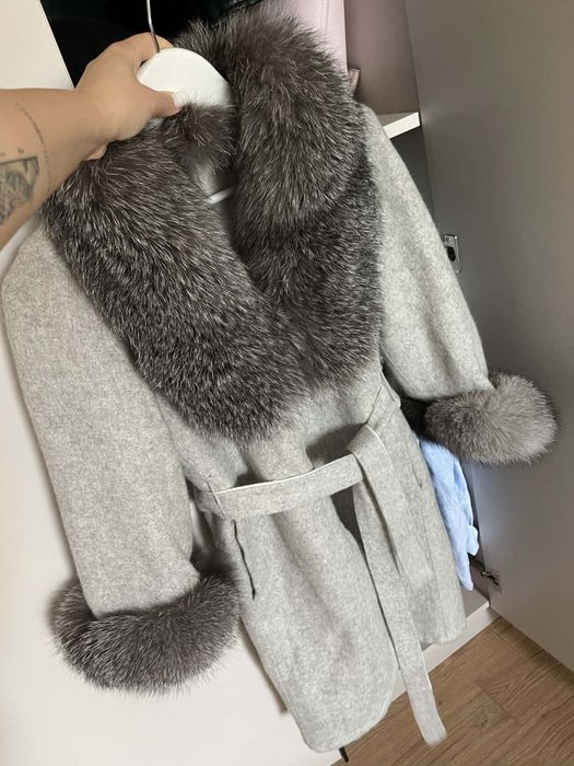 palton alpaca cu blana