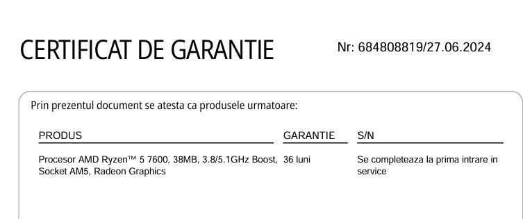 Vand Ryzen 5 7600 6-Core Garantie 18luni