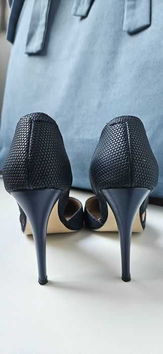 Pantofi dama stiletto, nr 40, confectionati manual din piele de sarpe