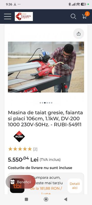 Vand masina taiat profesionala Rubi Dv200. 1000