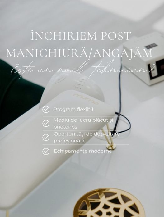Închiriem post manichiură/Angajăm