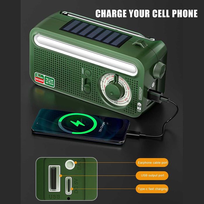 Преносимо радио, водоустойчиво аварийно AM/FM ,  аларма и LED фенерче