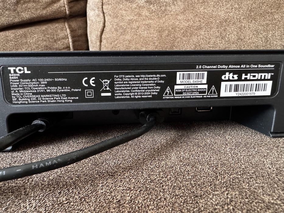Саундбар TCL  S45H (100W, Dolby Atmos, DTS Virtual:X, HDMI eARC)