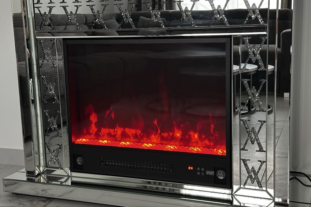 Șemineu electric decorativ din sticlă cu detalii elegante – NOU