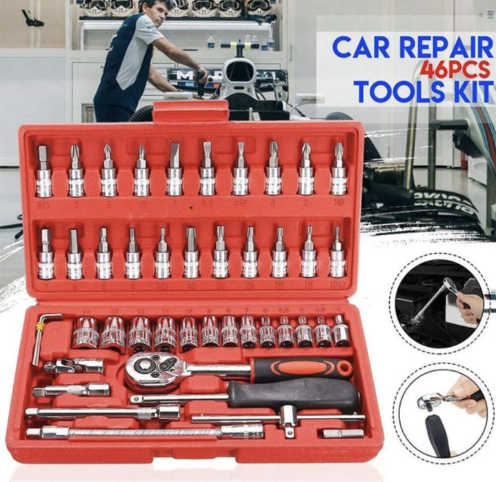 Гедоре 46 части Хромирана стомана в кутия Комплект инструменти