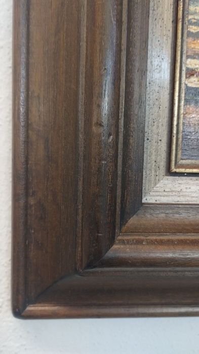 Красива картина, зимен пейзаж. Масло.