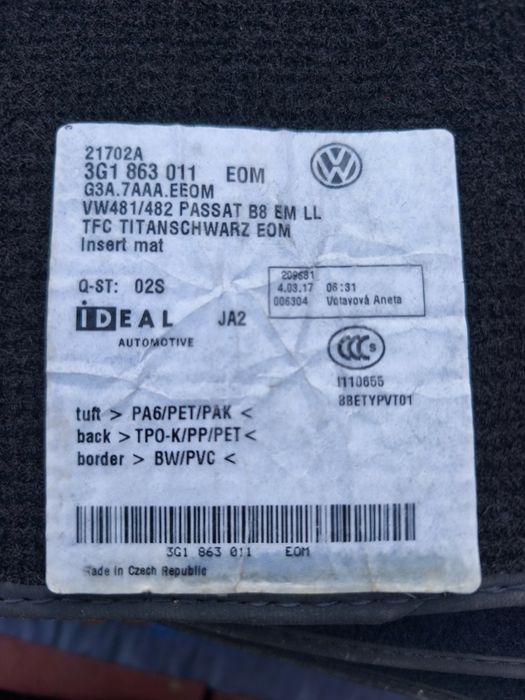 Preșuri/covorașe vară textile Passat B8