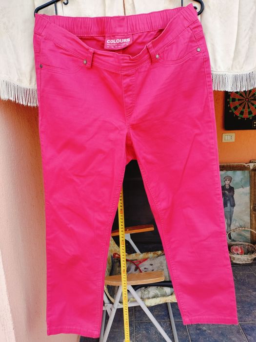 Pantaloni damă Colours, roz fucsia, cu talie elastică, mărime 40/42 (L)