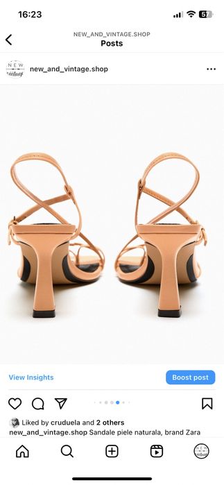 Sandale piele naturala zara marime 37 38 toc elegante