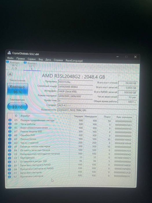 Ssd диск 2тб 96% состояние