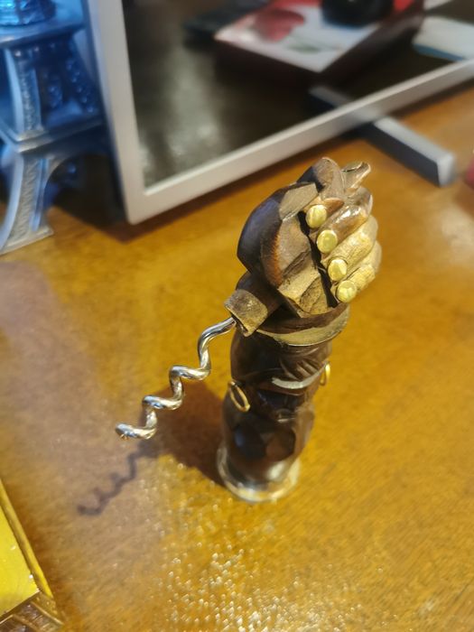 Set statuete lemn vechi, scrumiera abanos elefant