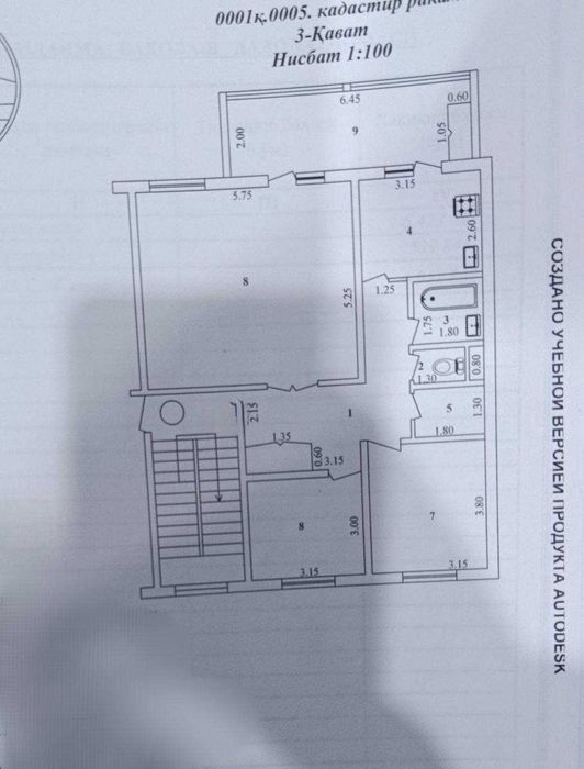Тузель-1 квартал 4/3/5 удвоенный зал 92 кв.м. среднее состояние (М)=