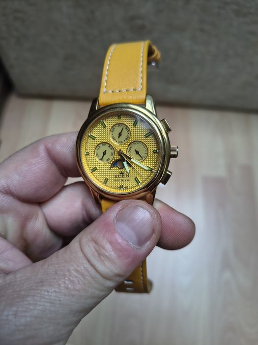 Ceas elvețian Eden moon phase  gold plate