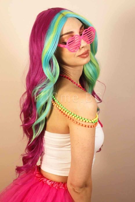 Дълга къдрава цветна лейс фронт перука Нана