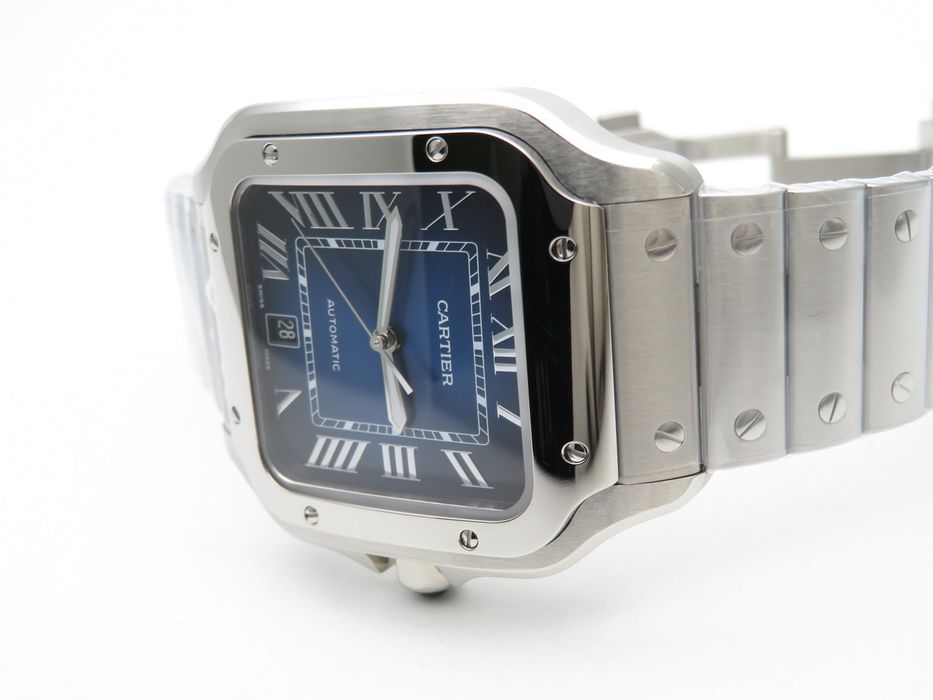 Cartier Santos de Cartier 40mm син циферблат - стоманена гривна - QC снимки