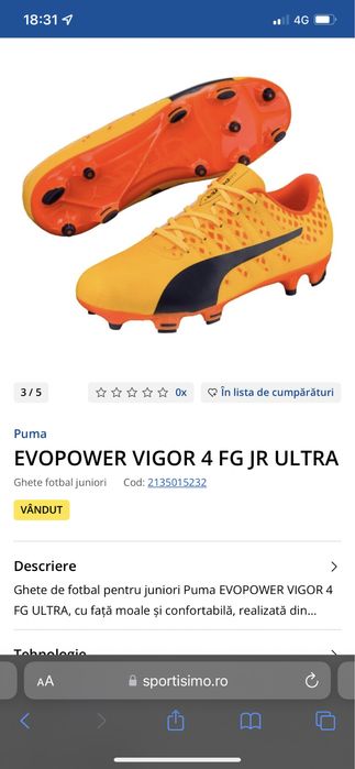 Ghete puma Evopower VIGOR 4 FG JR ULTRA 37.5