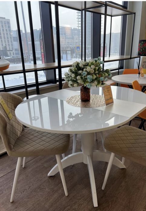 Стол МЕХИКО d90/120 ст.бел+бел