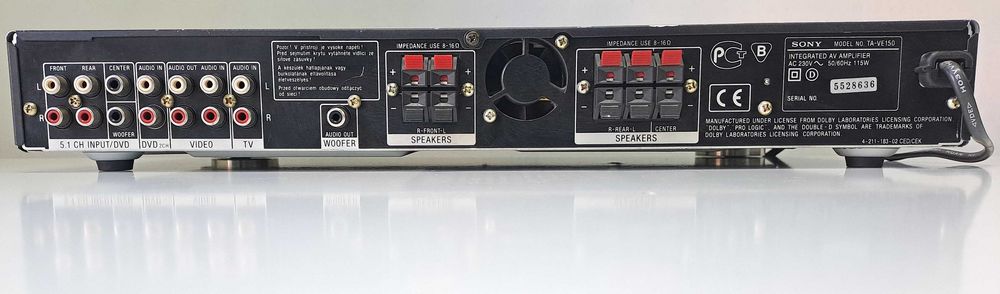Amplificator Slim Sony TA-VE150 Bass Boost 5.1 CH Input Sub Out Negru