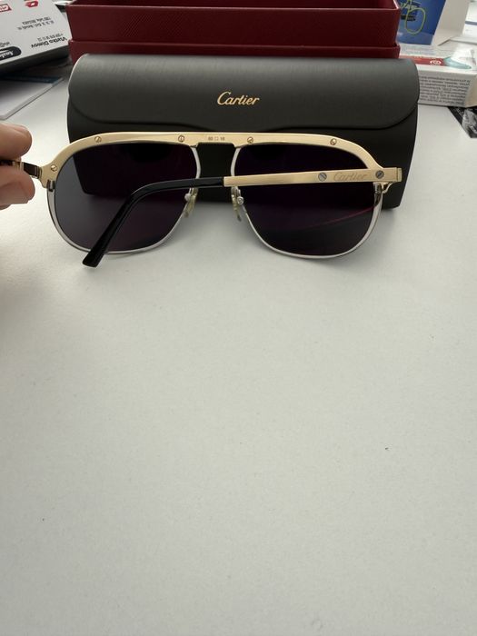 Слъчеви очила Cartier Santos  De  artier  CT0035S white/yellow gold