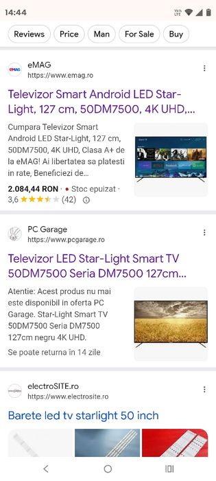 Vând Smart TV Starlight 50 inch.