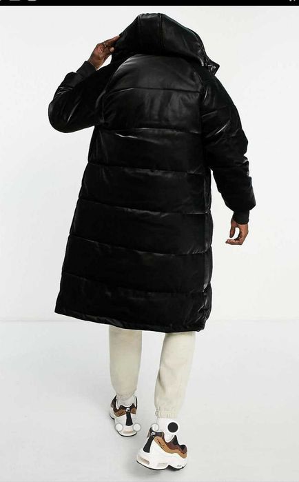 Geaca lunga puf neagra