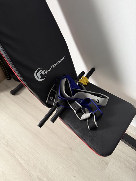 Set fitness complet FitTronic – bancă, greutăți și accesorii
