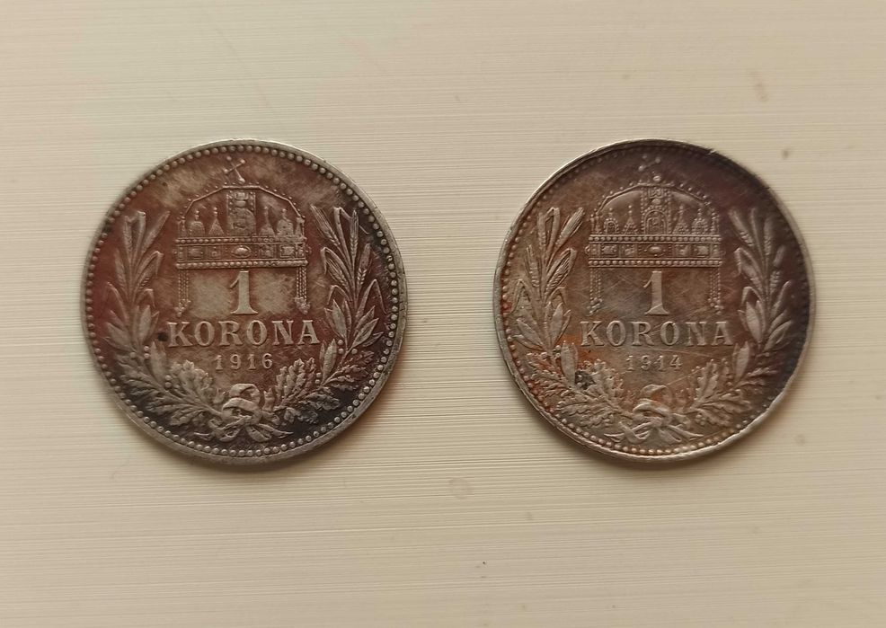Doua monezi argint austro-ungare 1 korona