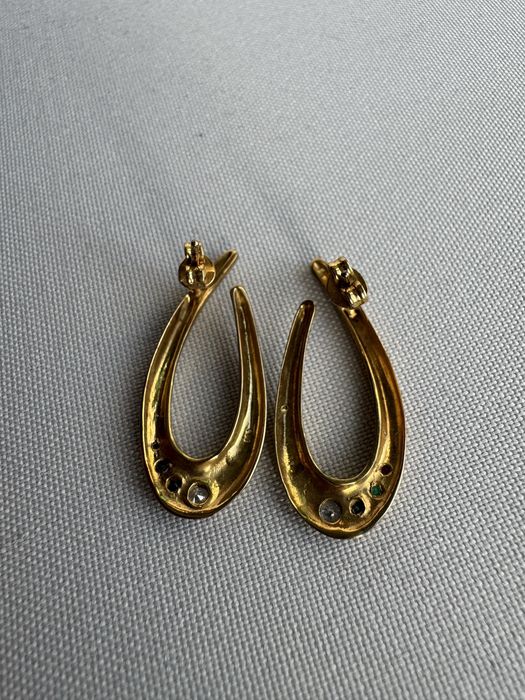 Cercei din aur, cubic zirconia, safir, smarald si rubin